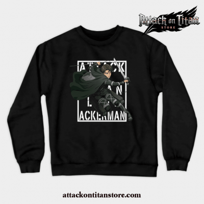 2021 Attack On Titan - Levi Ackerman -Crewneck Sweatshirt Black / S