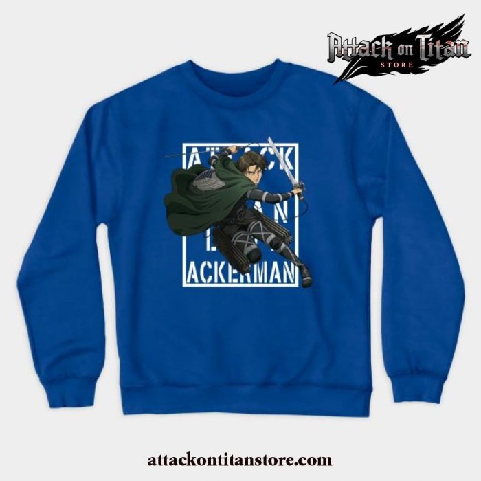 2021 Attack On Titan - Levi Ackerman -Crewneck Sweatshirt Blue / S