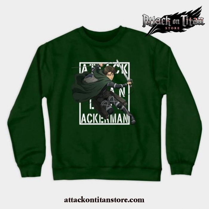 2021 Attack On Titan - Levi Ackerman -Crewneck Sweatshirt Green / S