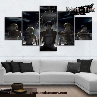 5 Pieces Attack On Titan Team Canvas Wall Art