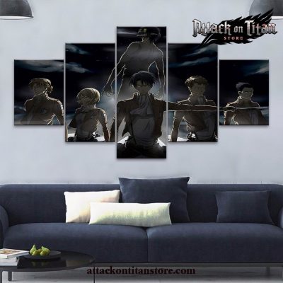 5 Pieces Attack On Titan Team Canvas Wall Art