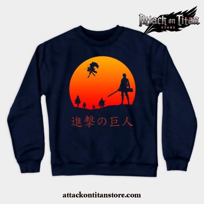 Aot Scout Regiment Crewneck Sweatshirt Navy Blue / S