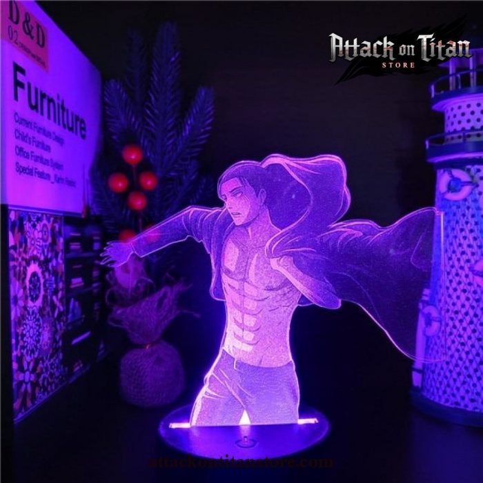 Attack On Titan 3D Lamp Eren Jaeger Night Light Black Base / With Remote Control