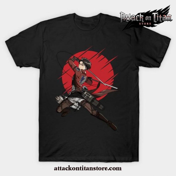 Attack On Titan Anime - Captain Levi T-Shirt Black / S