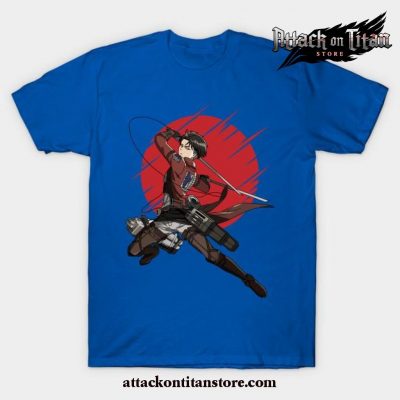 Attack On Titan Anime - Captain Levi T-Shirt Blue / S