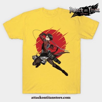 Attack On Titan Anime - Captain Levi T-Shirt Yellow / S