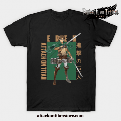 Attack On Titan Eren Yeager T-Shirt Black / S