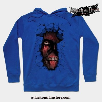 Attack On Titan Face In Wall Hoodie Blue / S
