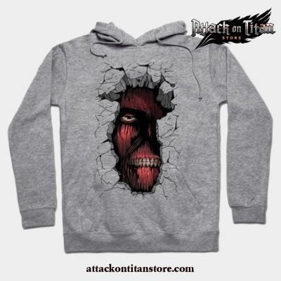 Attack On Titan Face In Wall Hoodie Gray / S