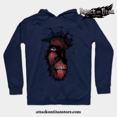 Attack On Titan Face In Wall Hoodie Navy Blue / S