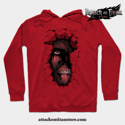 Attack On Titan Face In Wall Hoodie Red / S