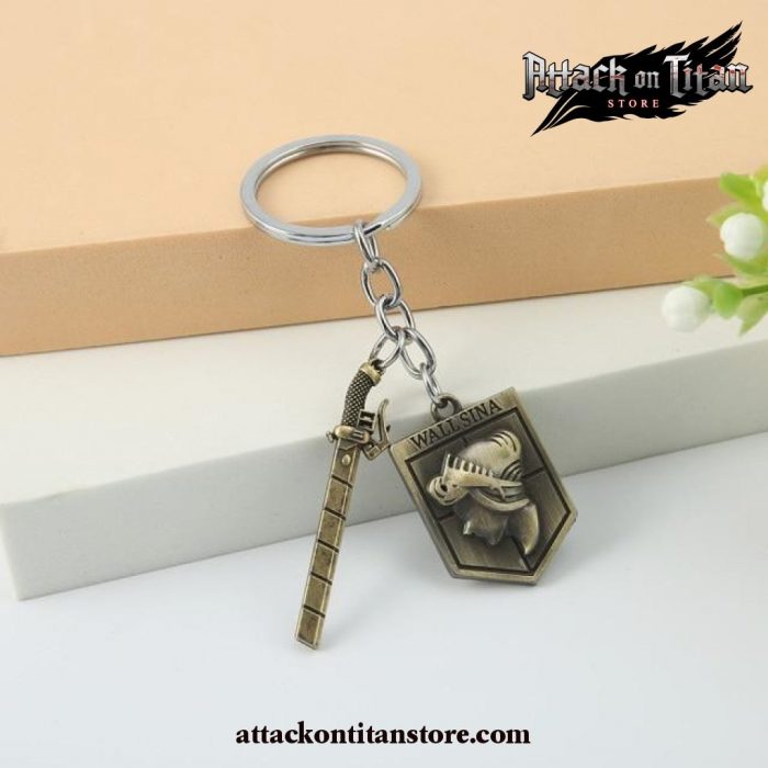 Attack On Titan Keychain Metal Bronze Pendant Style 1