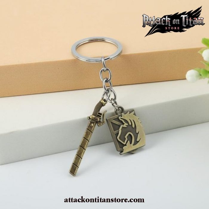 Attack On Titan Keychain Metal Bronze Pendant Style 2