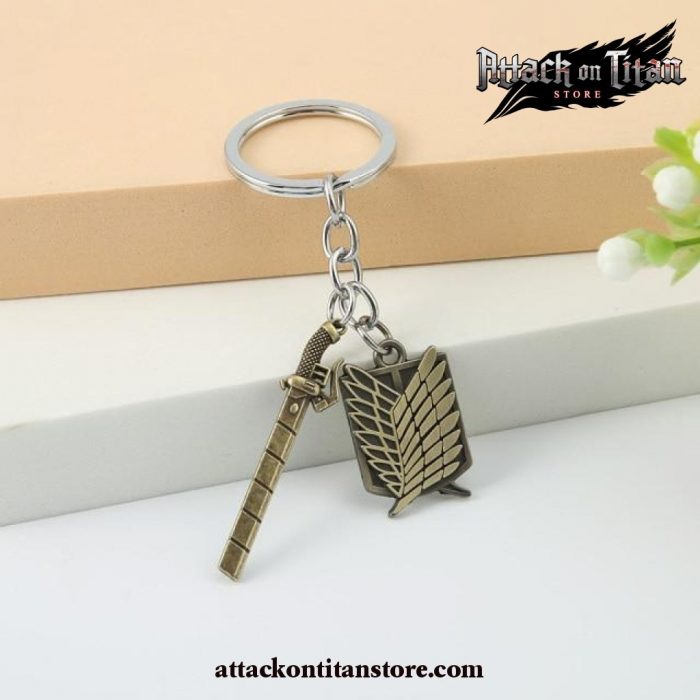 Attack On Titan Keychain Metal Bronze Pendant Style 5