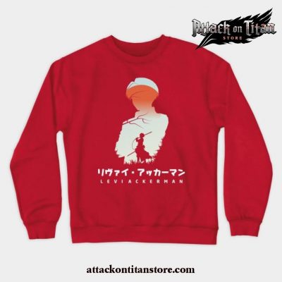 Attack On Titan Levi Negative Space Crewneck Sweatshirt Red / S