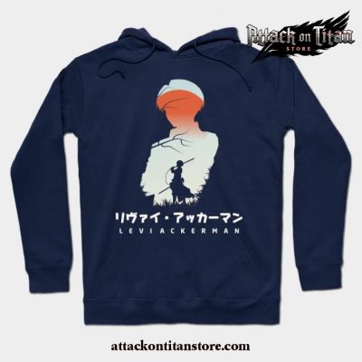 Attack On Titan Levi Negative Space Hoodie Navy Blue / S