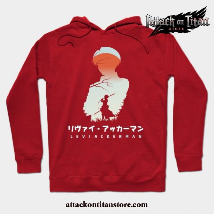Attack On Titan Levi Negative Space Hoodie Red / S