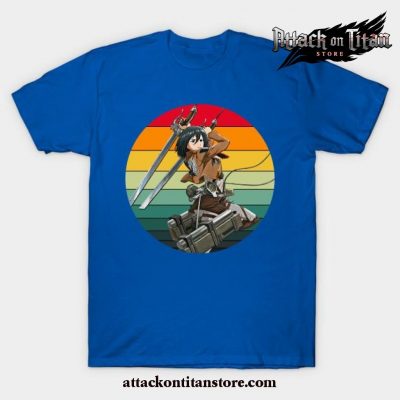 Attack On Titan Mikasa Ackerman - 80S Sunset T-Shirt Blue / S