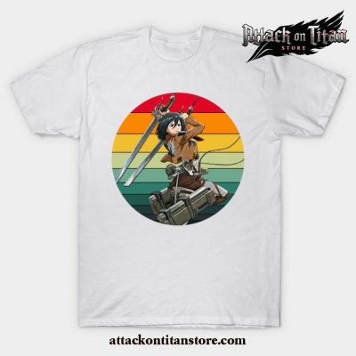 Attack On Titan Mikasa Ackerman - 80S Sunset T-Shirt White / S