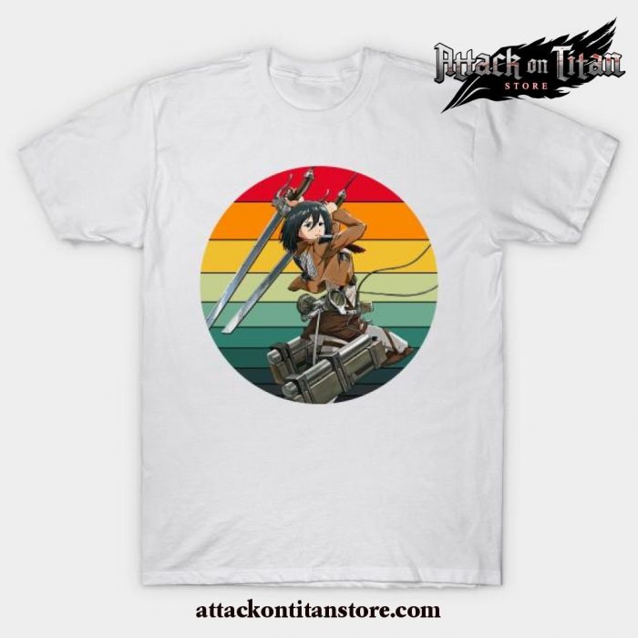 Attack On Titan Mikasa Ackerman - 80S Sunset T-Shirt White / S