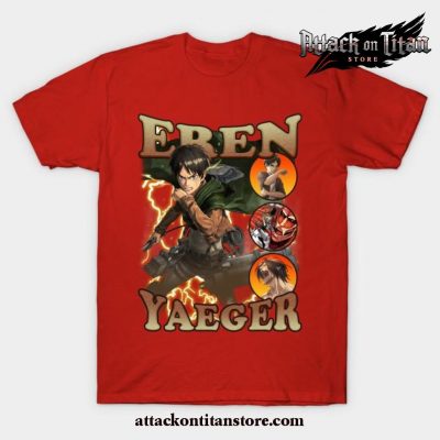 Attack On Titan Shingeki No Kyojin Eren Yaeger Bootleg Vol. T-Shirt Red / S