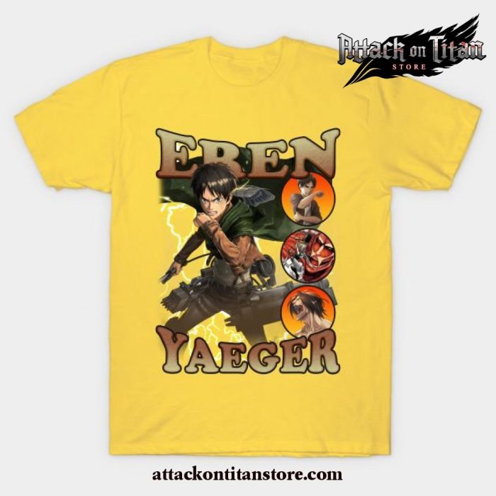 Attack On Titan Shingeki No Kyojin Eren Yaeger Bootleg Vol. T-Shirt Yellow / S