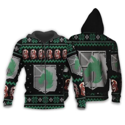 attack on titan ugly christmas sweater military badged police xmas gift custom clothes gearanime 2 - Attack On Titan Store
