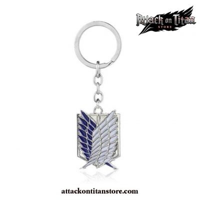 Attack On Titan Wings Of Liberty Keychain Rings Blue And Silver