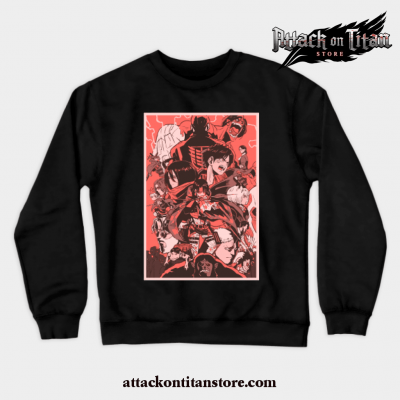 Attack On Titans Design Crewneck Sweatshirt Black / S