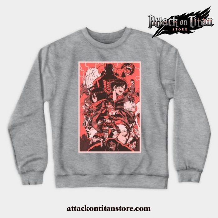 Attack On Titans Design Crewneck Sweatshirt Gray / S