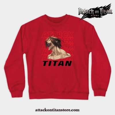 Eren Jaeger Titan Scream Crewneck Sweatshirt Red / S