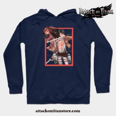 Eren Yeager Attack On Titan Hoodie Navy Blue / S