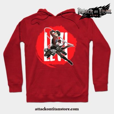 Hot Aot Levi Ackerman Hoodie Red / S