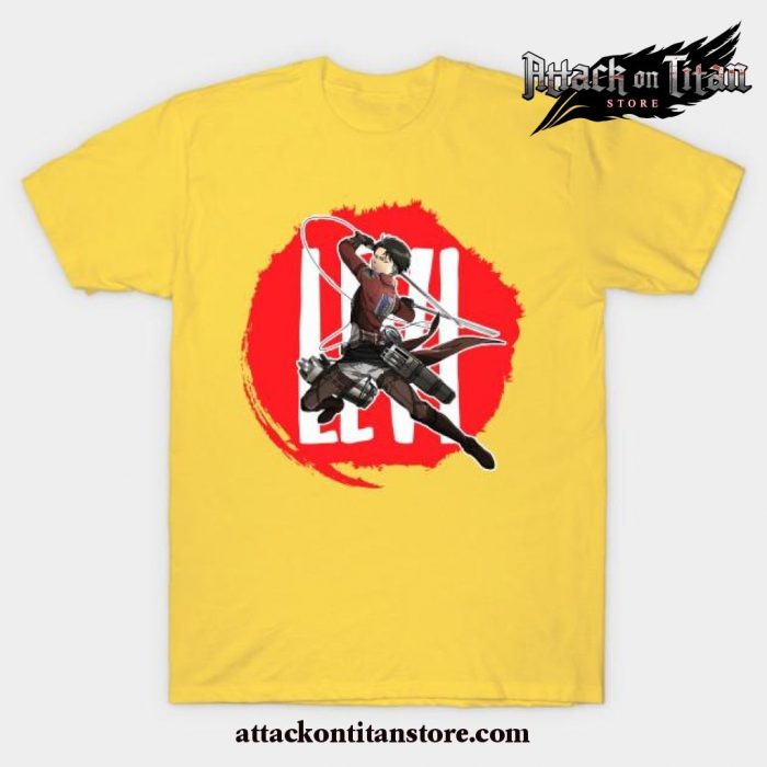 Hot Aot Levi Ackerman T-Shirt Yellow / S