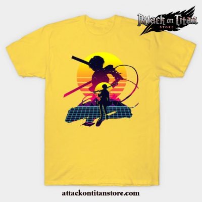 Retro Style Levi Ackerman T-Shirt Yellow / S