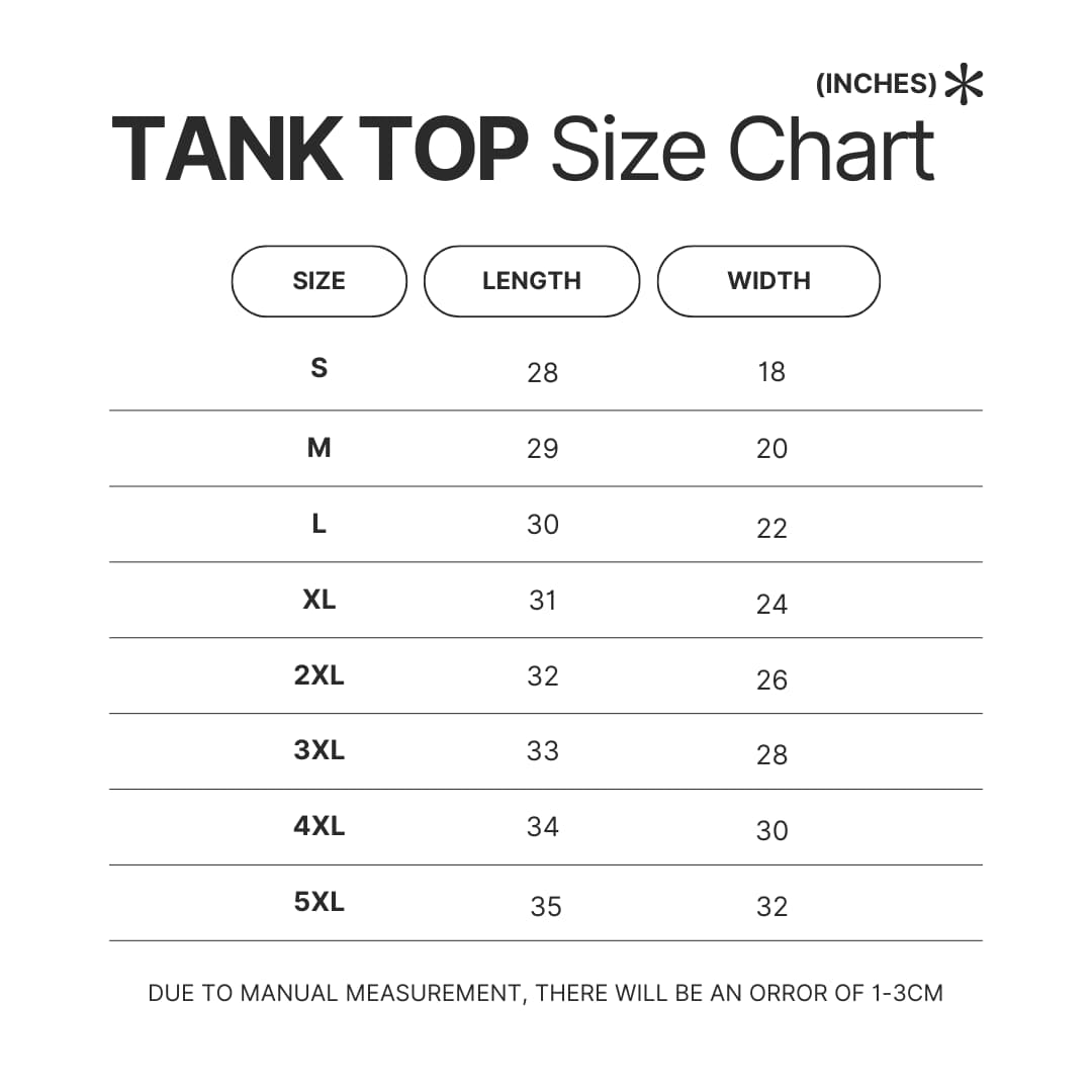 Tank Top Size Chart - Attack On Titan Store