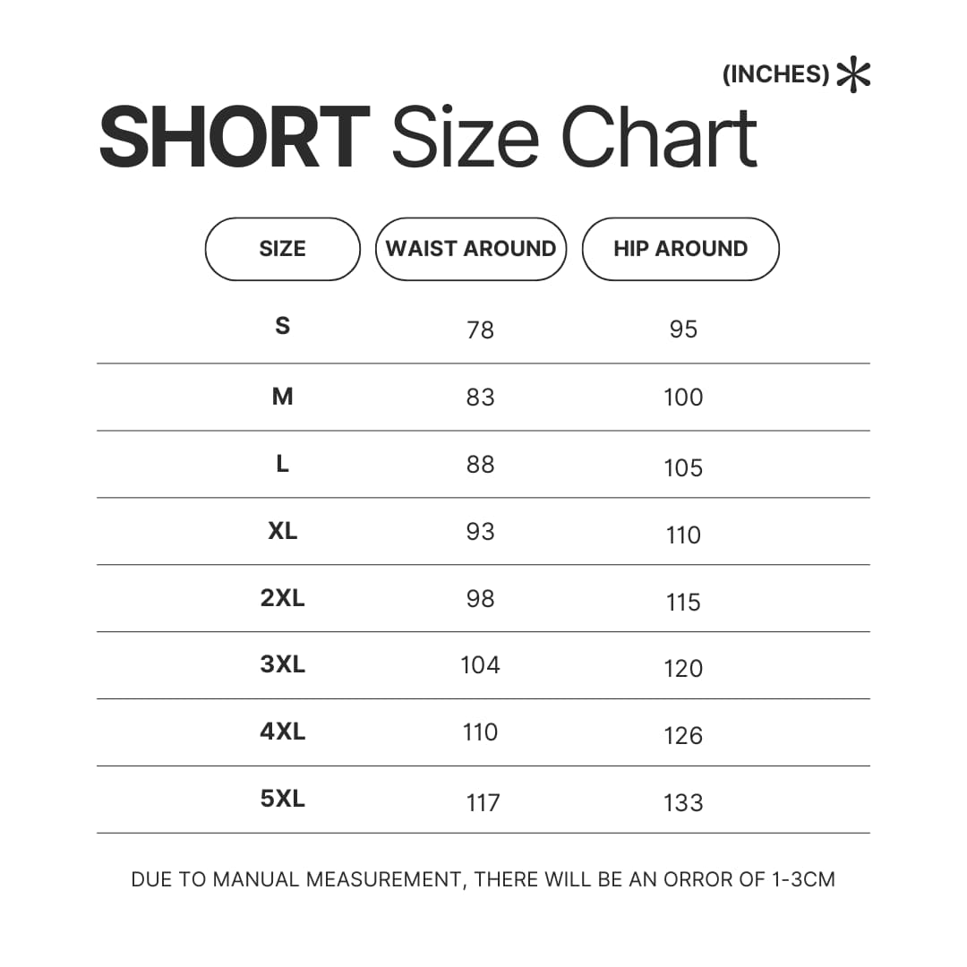 Short Size Chart - Attack On Titan Store